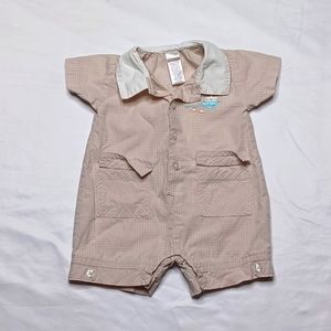 George Cream Beige Shortsleeve Collar  Onesie Infant Boy's Size 0-3 Months